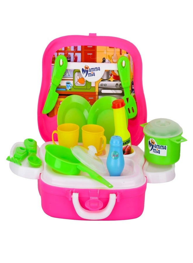 بيبي جو مجموعة مطبخ بيبي جو، حقيبة لعب طبخ تمثيلية، هدية للأولاد والبنات، صندوق شاحنة متحرك - Image 2